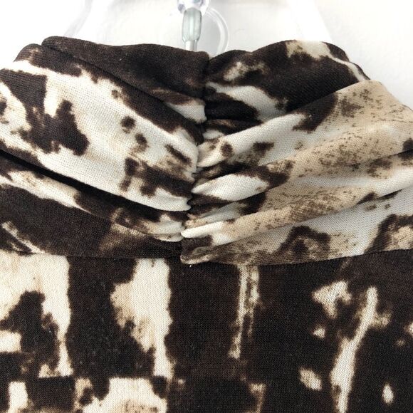 Kenneth Cole Sleeveless Dress Asymmetric Ruching Jersey In Brown & Tan - Picture 8 of 9